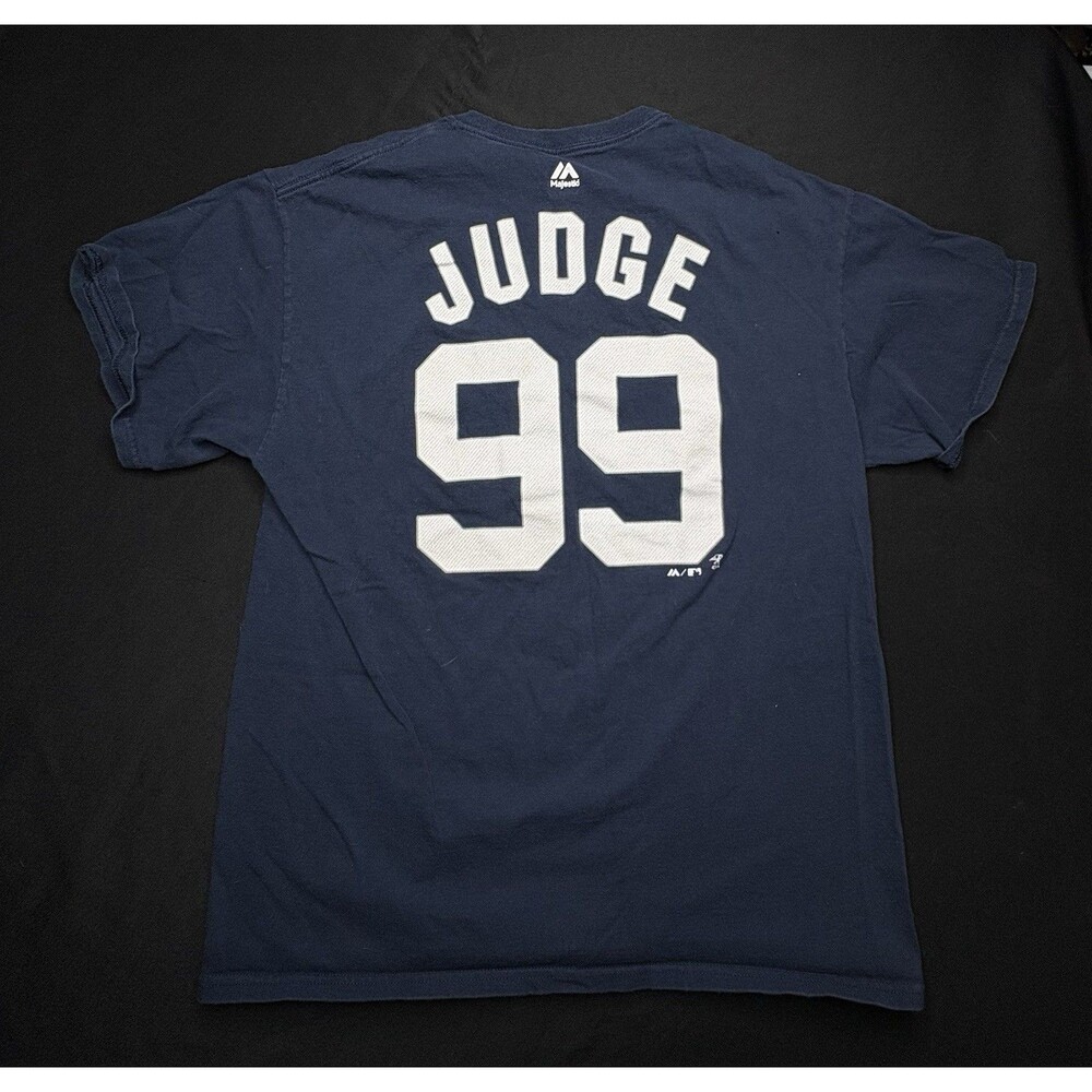 New York Yankees Shirt Mens Lrg Navy Blue MLB Baseball Aaron Judge 99 T-Shirt
